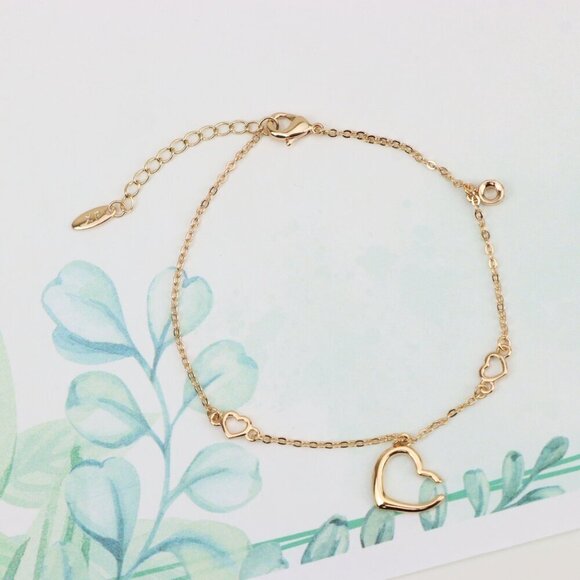 "Delicate Rose Gold Heart Bracelet with Adjustable Chain Extender, XPBL0863 - Picture 7 of 12